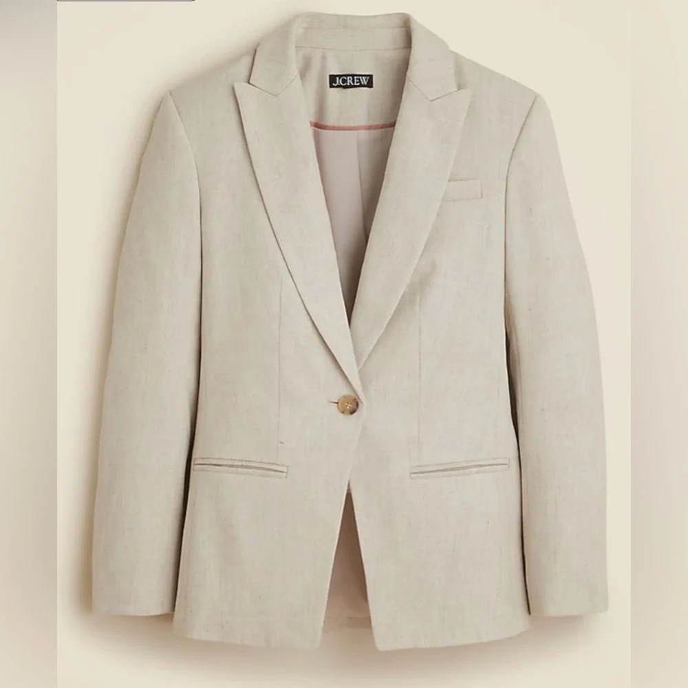NWT J. Crew Light Tan Alexandra Blazer in Stretch Linen Blend, size 20 - Picture 2 of 11